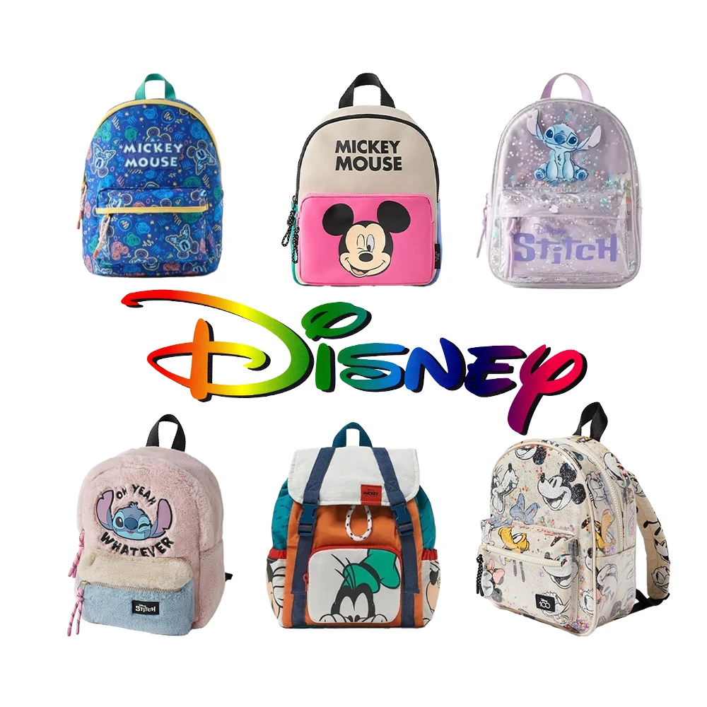 Disney Cartoon Mickey Mouse Cute Fashion Backpack Women's Minnie Canvas School Bag Fashion Large Capacity Backpack Girls Mochila