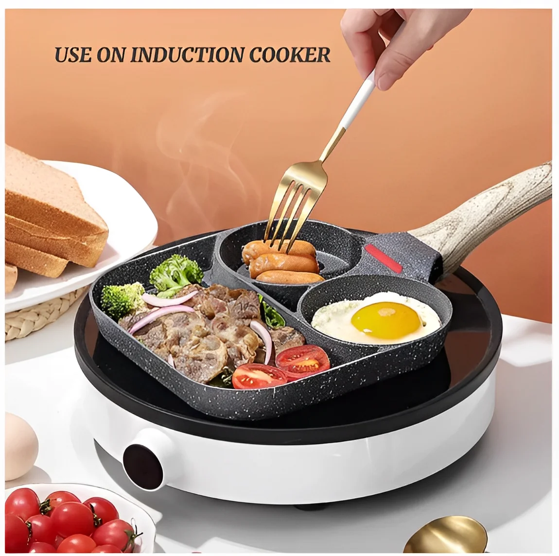 رخام غير لاصق للبيض طعام منفصل ، Rapida ، مخزن Neverdie ، 3 ثقوب #3