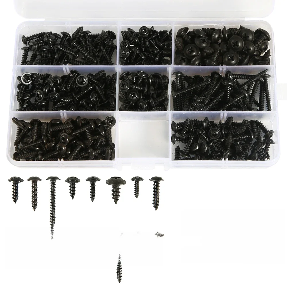340/500 peças parafuso de cabeça panela cabeça cruzada m3/m4/m3.5/m4.8 conjunto de parafusos