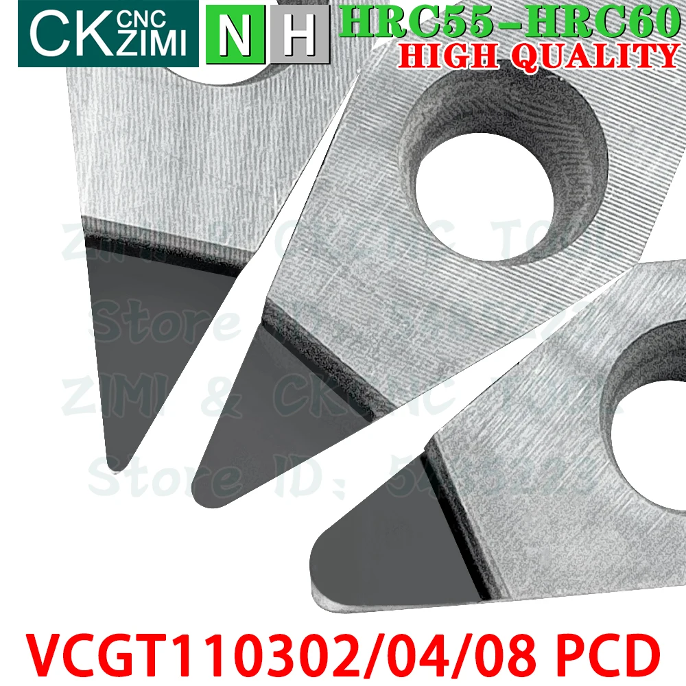 VCGT110302 PCD VCGT110304 PCD VCGT110308 PCD Пластины PCD Алмазные пластины для токарной обработки Инструменты Механический с ЧПУ Токарный станок для резки металла Инструменты VCGT для меди, алюминия