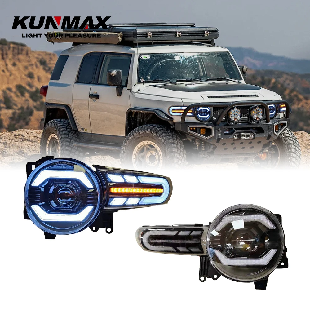 Pair Of Car Headlight Assembly For Toyota FJ-cruiser 2007-2020 LED Flowing Water Flicker Plug and Play Head Lamp DRL Headlights