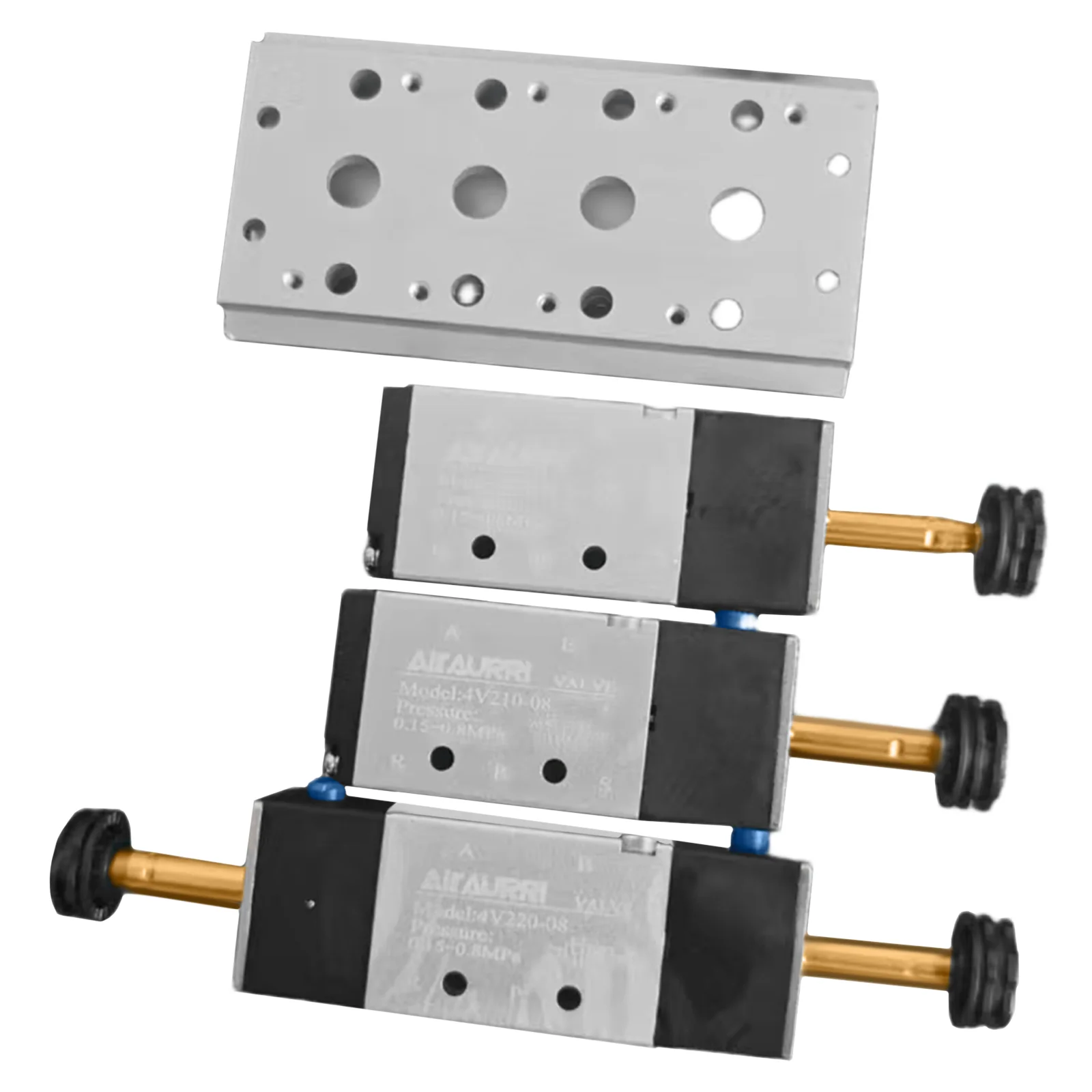 400M-4F manifold valve plus two 12V 4V210-08 valve bodies plus 12V 4V220-08 valve body