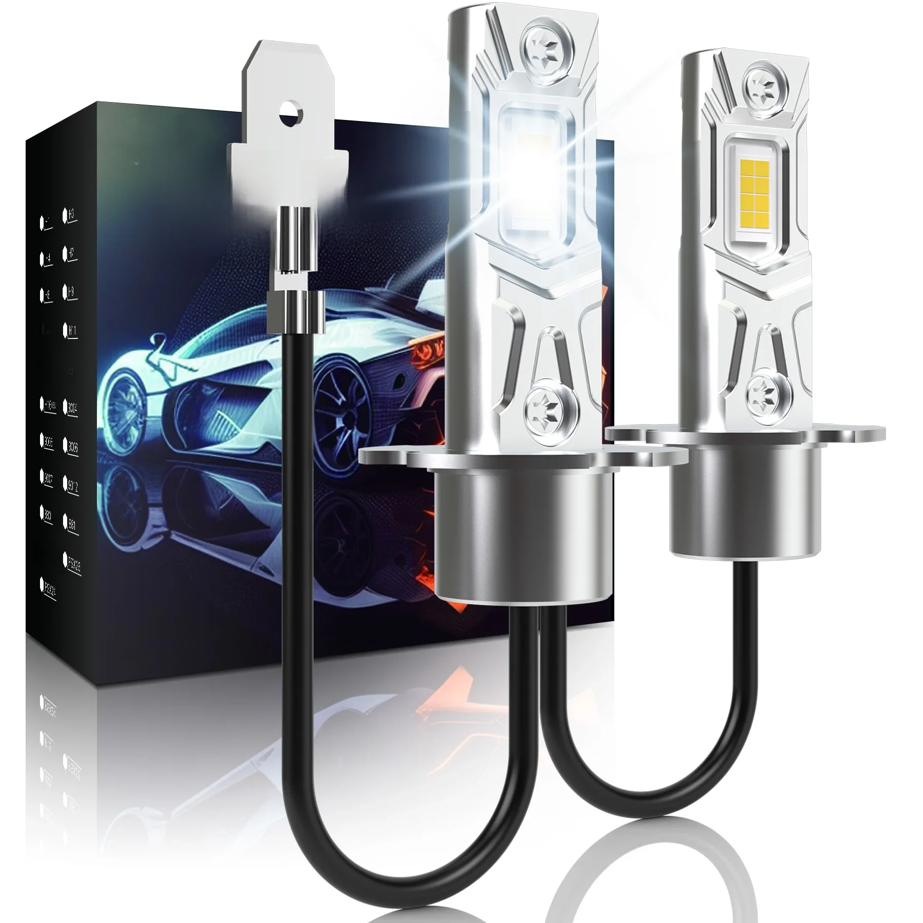 Katur 2x H3 LED-Birne, Nebelscheinwerfer, Canbus, kein Fehler, 12 V, 6000 K, weißer Scheinwerfer, Auto-Nebelscheinwerfer, hohe helle Tagfahrlicht