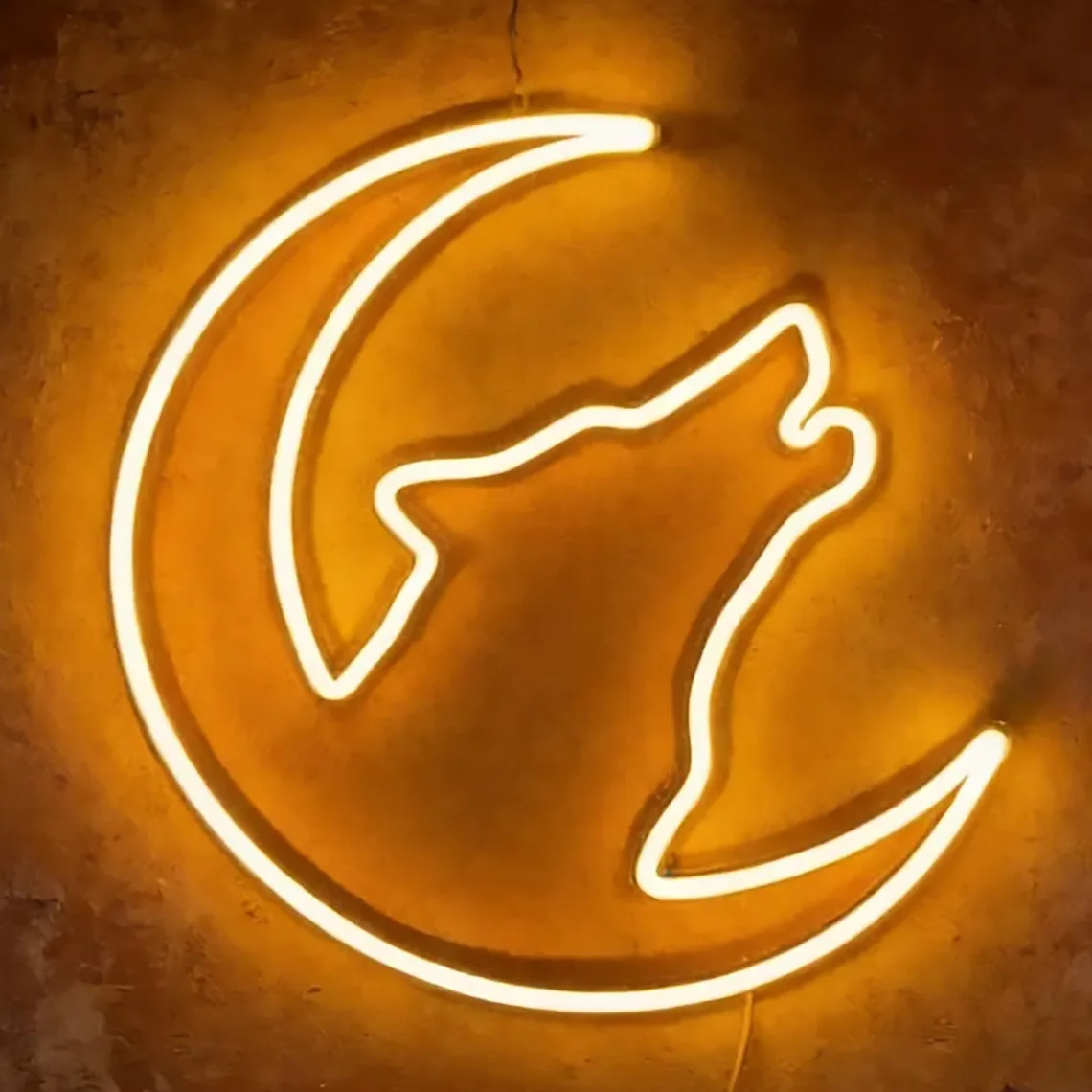 Moon Neon Sign Bedroom Decor Animal Wolf Howling at Moon Neon for Bedroom, Bar, Man Cave, Gaming Room Decor