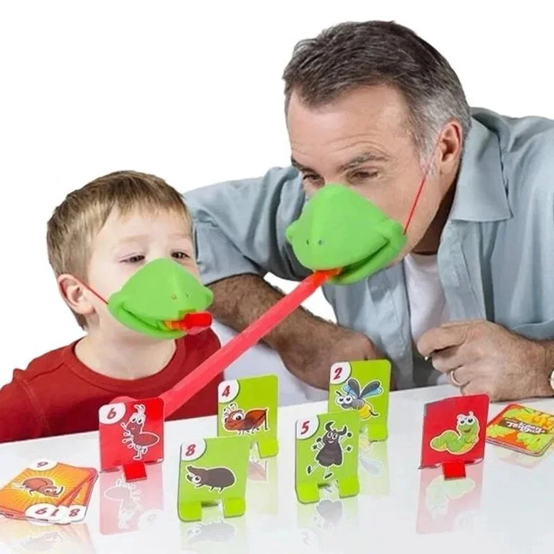 Jeu de société avec masque de lézard grenouille, cartes à lécher la langue, anti-stress, Puzzle de bureau amusant, jouet pour enfants, fête de famille