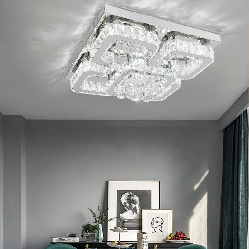 Livingandhome Light Square Led Crystal Chandelier Pendant Ceiling Dimmable 50Cm