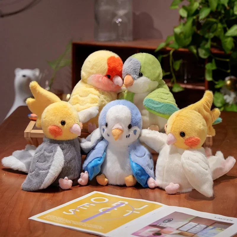 20cm Kawaii ptak pluszowe zabawki sztuczny ptak pluszowa lalka śliczne realistyczne papuga wróbel pluszowa pacynka dla dzieci urodziny prezenty bożonarodzeniowe — zdjęcie 2
