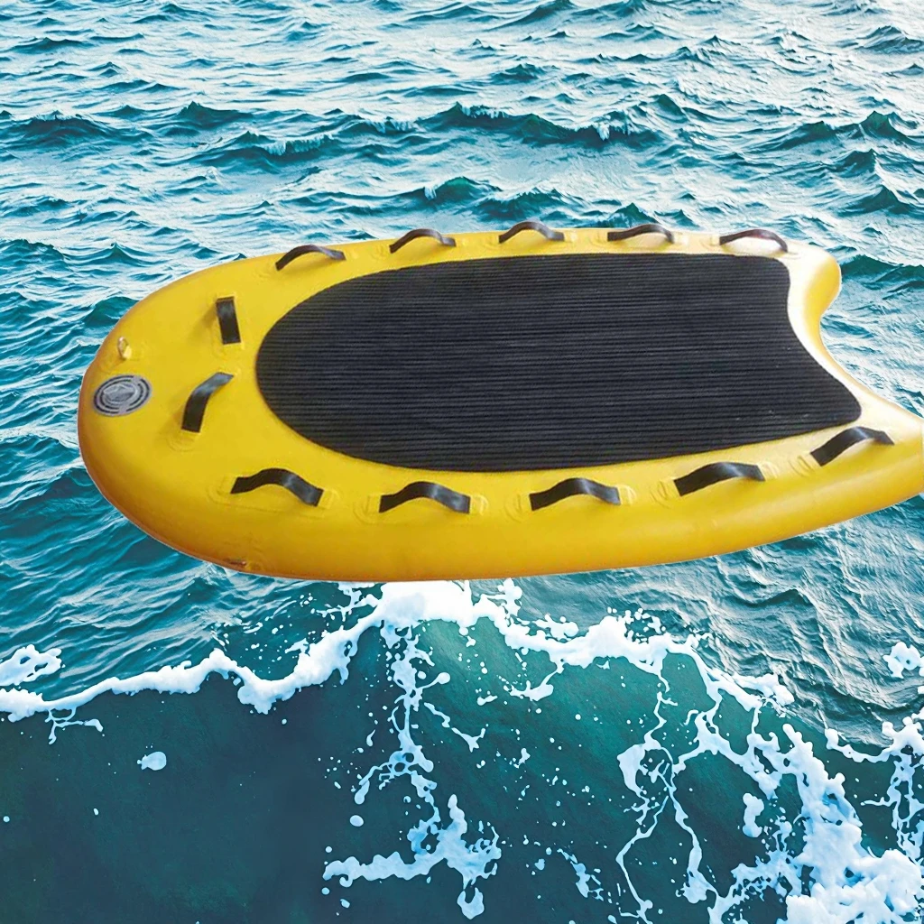 Planche de sauvetage gonflable jaune de 168cm, traîneau de sauvetage gonflable en PVC Durable pour le sauvetage aquatique et le surf amusant