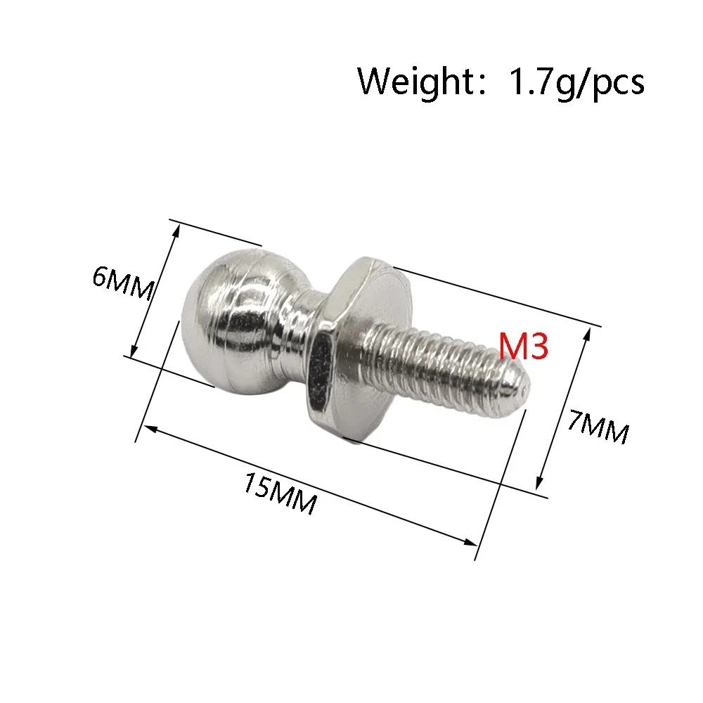 12pçs parafusos de cabeça esférica de carro rc 02038 m3 parafusos de cabeça esférica adequados para hsp 94188/94123/94166/94107 1/10 rc carro caminhão peças de reposição