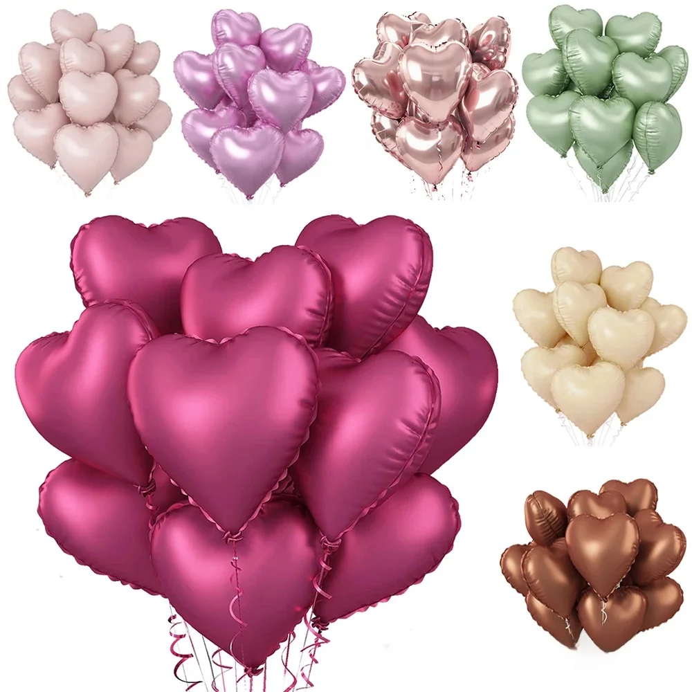 10 Stück Liebes-Herzform-Folienballons, 45,7 cm, rosa, rot, rosa Herz-Ballon, Hochzeit, Valentinstag, Jahrestag, Mädchen, Partyzubehör