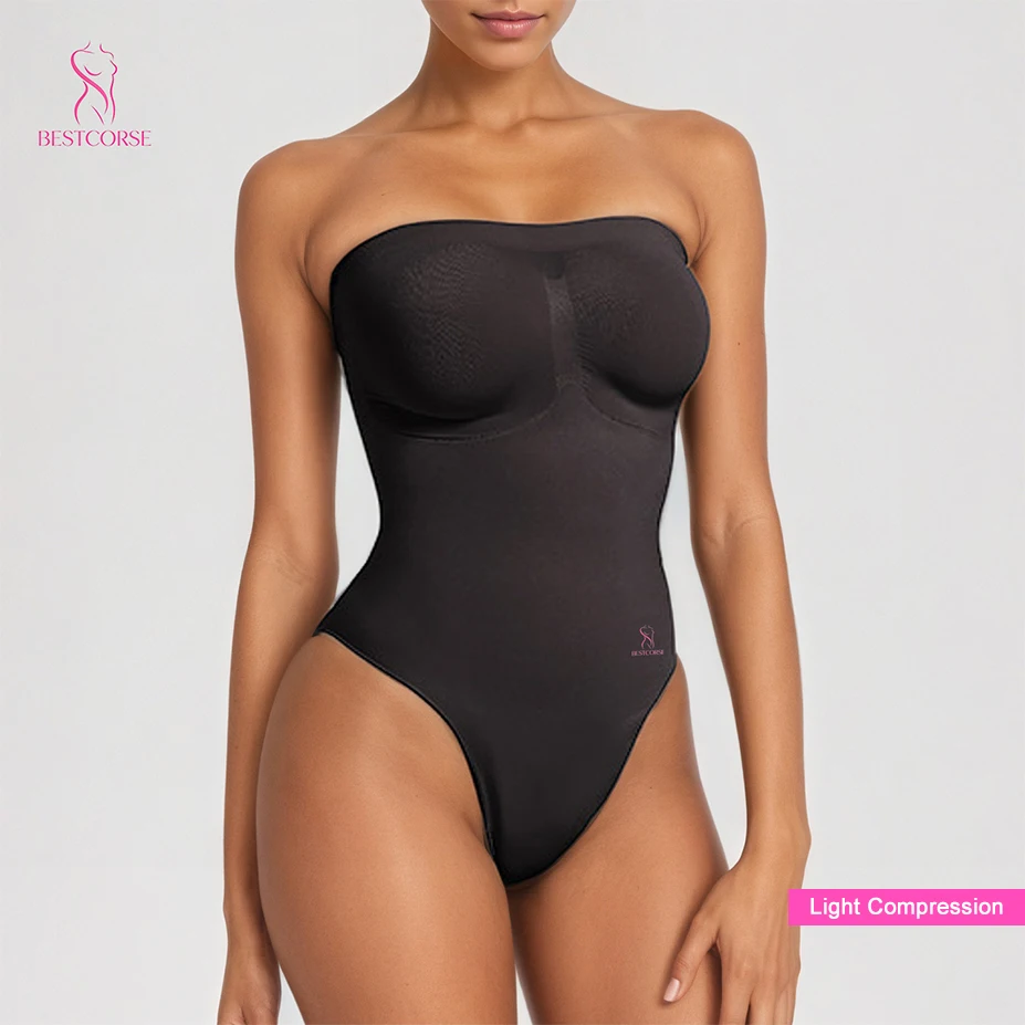 

Strapless Corset Bodysuit Shapewear Thong Seamless Body Shaper Tummy Control One Piece Sculpting For Under Dresses Women