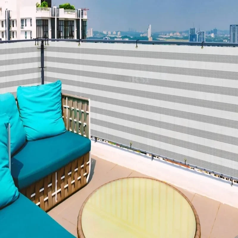 Filet d'ombrage anti-UV à rayures grises et blanches, pare-soleil pour plantes de jardin, clôture de sécurité, écran de balcon, 85%