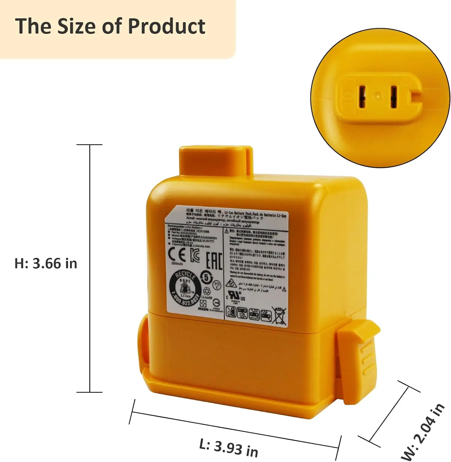 25.55V 2600mAh Battery For LG Cord Zero A9/A9+/PLUS A905M A907GMS A9 MAX A9MASTER2X A958/SK/SA Series EAC63758601 EAC63382208