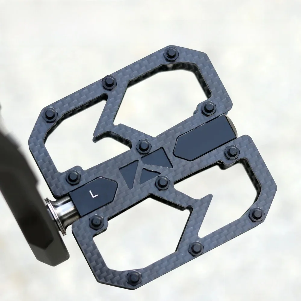 AliExpress kocevlo KOCEVLO Carbon Fiber Pedal Ultralight 195g MTB Titanium Shaft 3 Bearings Road Bike Pedal Anti Slip Racing Pedal