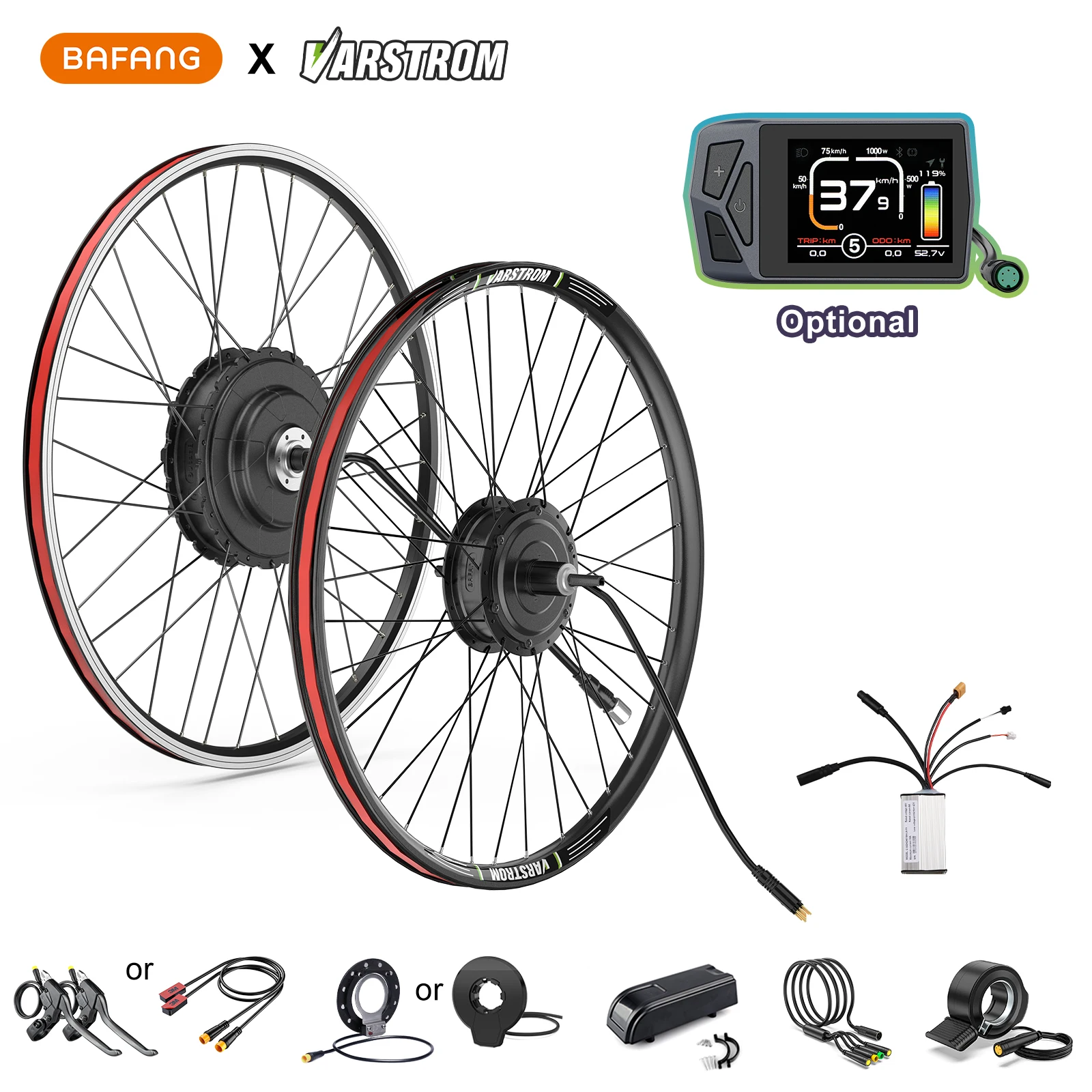 BAFANG 500W 750W 48V Nabenmotor Hinterrad-/Vorderradantrieb 8fun E-Bike Umbausatz Elektrofahrrad Umbaukit 26 Zoll 20/27,5/28/29/700C Scheibenbremse / V-Brake Motor Set G020 H400B G0900 H640 Kassette