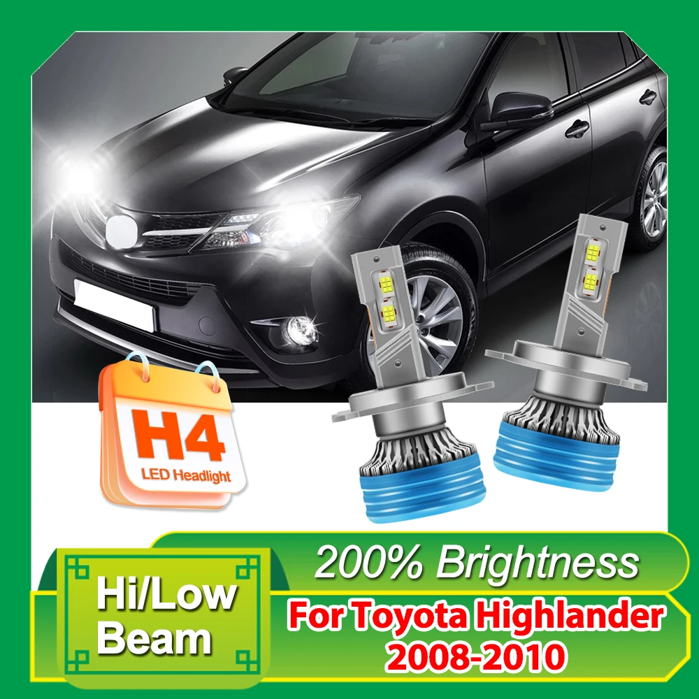 H4 عالية/منخفضة شعاع LED كشافات لمبة 20000LM أنبوب نحاسي واحد لمبة متينة 6000k محرك خارجي لتويوتا هايلاندر 2008-2010