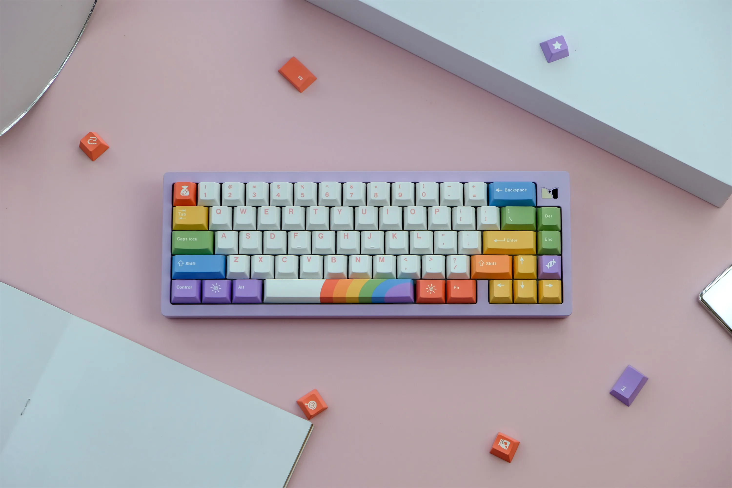 GMK RainbowI Keycap, 134 Keys PBT Keycaps Cherry Profile DYE-SUB Personalized GMK Keycaps For Mechanical Keyboard