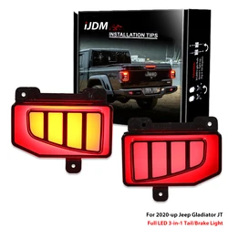 2Pcs LED Rear Fog Lamp For Jeep Gladiator 2019 2020 2021 2022 Car Bumper Brake Light Reflector turn Signal Indicators