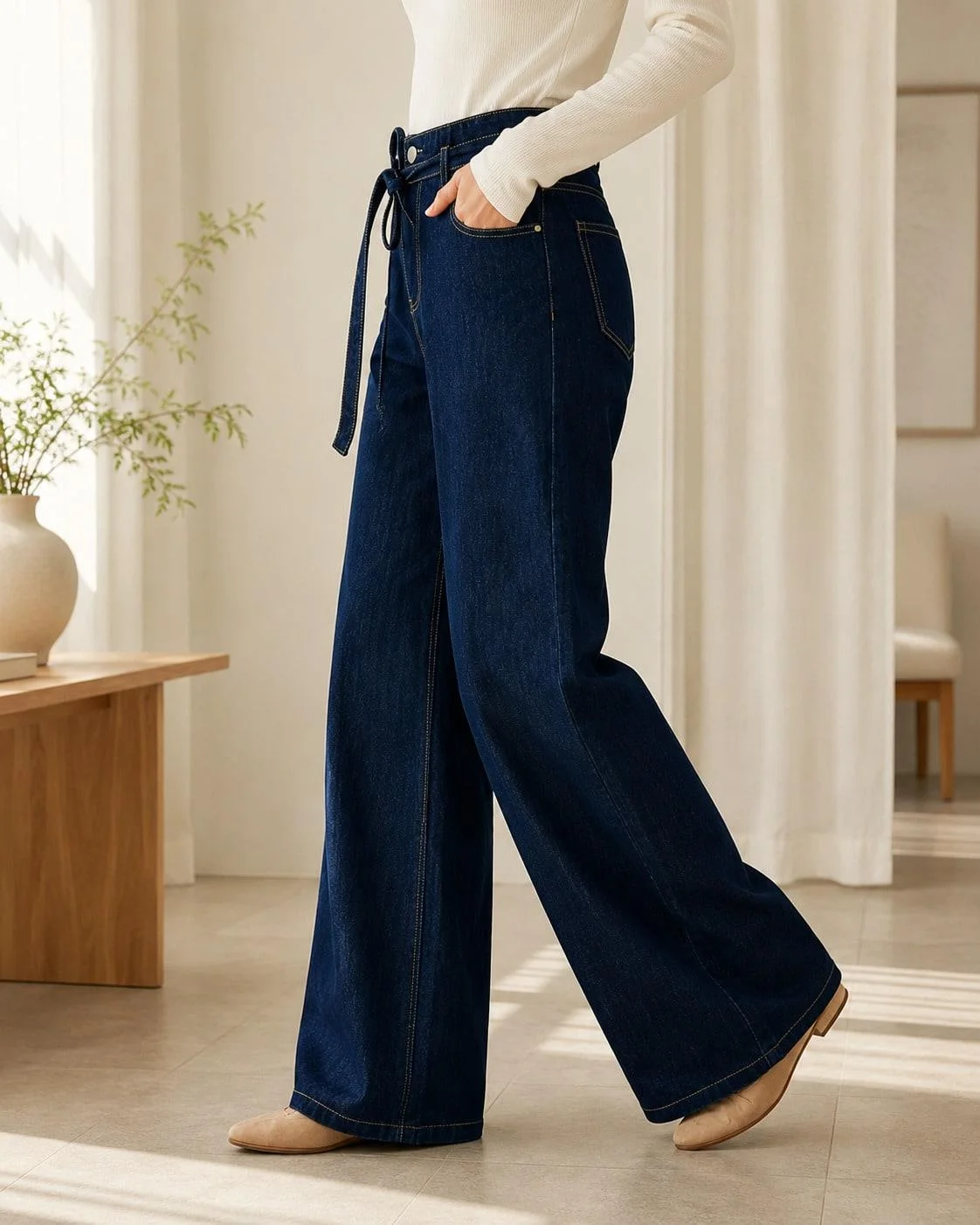 Aliexpress Women's Utyful High-Waisted Stretchy Denim Capri Jeans - Wide-Leg Loose Fit Bottoms for Casual Summer Wear - Aliexpress Deal