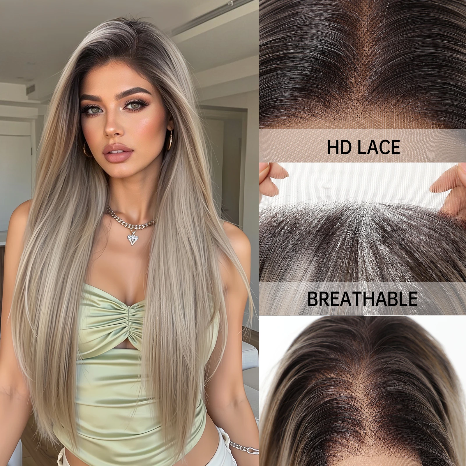 HAIRCUBE براون أومبير مستقيم الدانتيل الباروكات شعري طبيعي 13*6 HD الدانتيل الشفاف الاصطناعية شعر مستعار للنساء جزء مجاني الباروكات