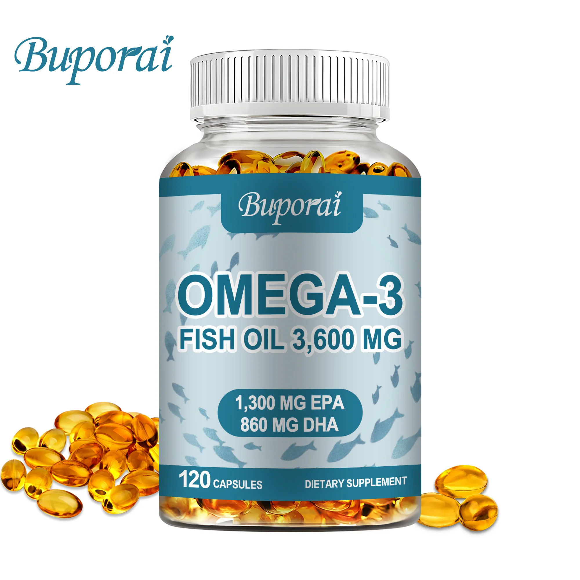 Omega 3 Fish Oil - Benefits The Cardiovascular System, Cognitive Function, and Learning Ability - 120 Capsules