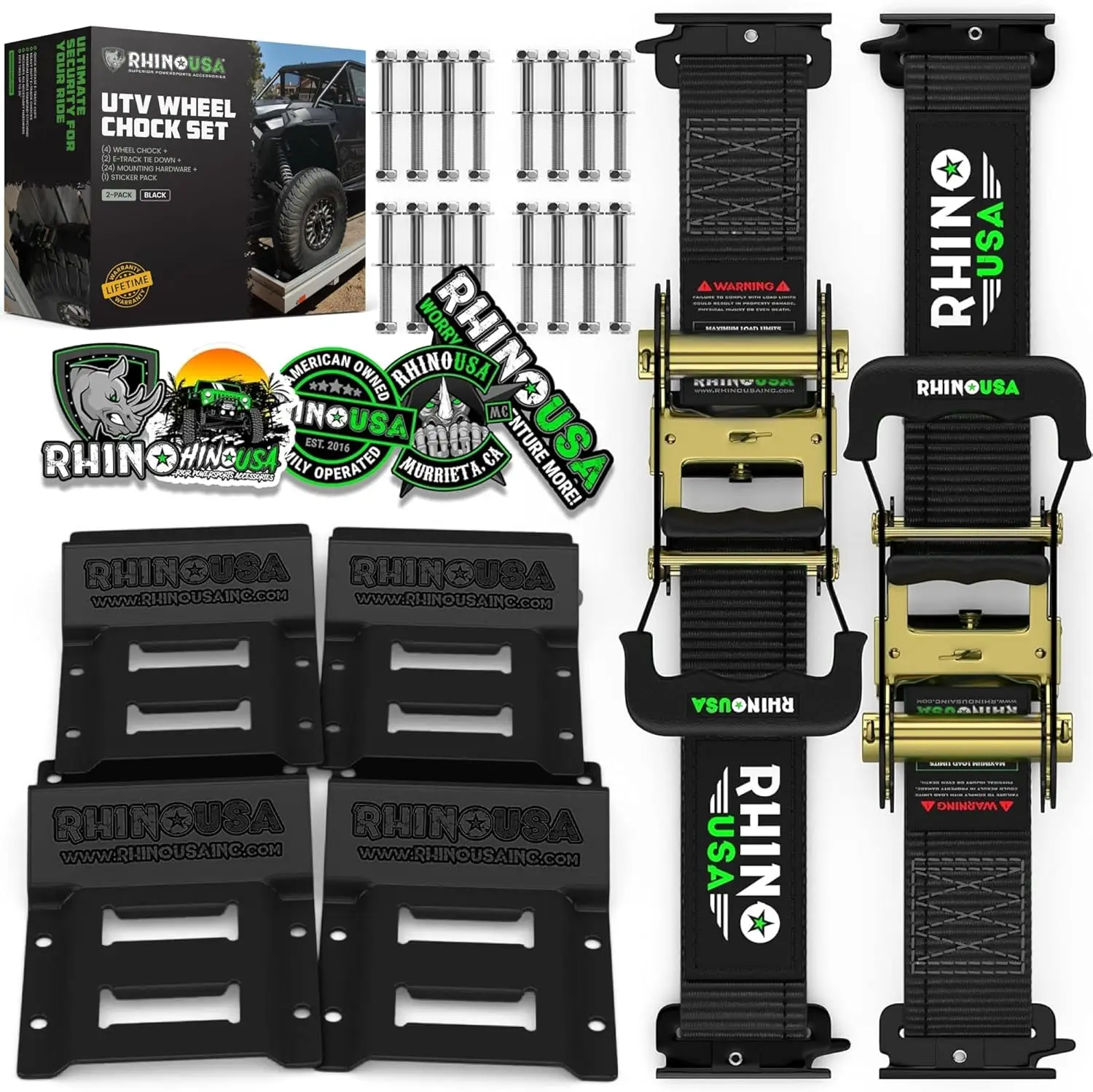 1,986lb Heavy Duty Trailer Tire Straps Kit - Ratchet Tie Downs for ATV, UTV, Lawn Mower.