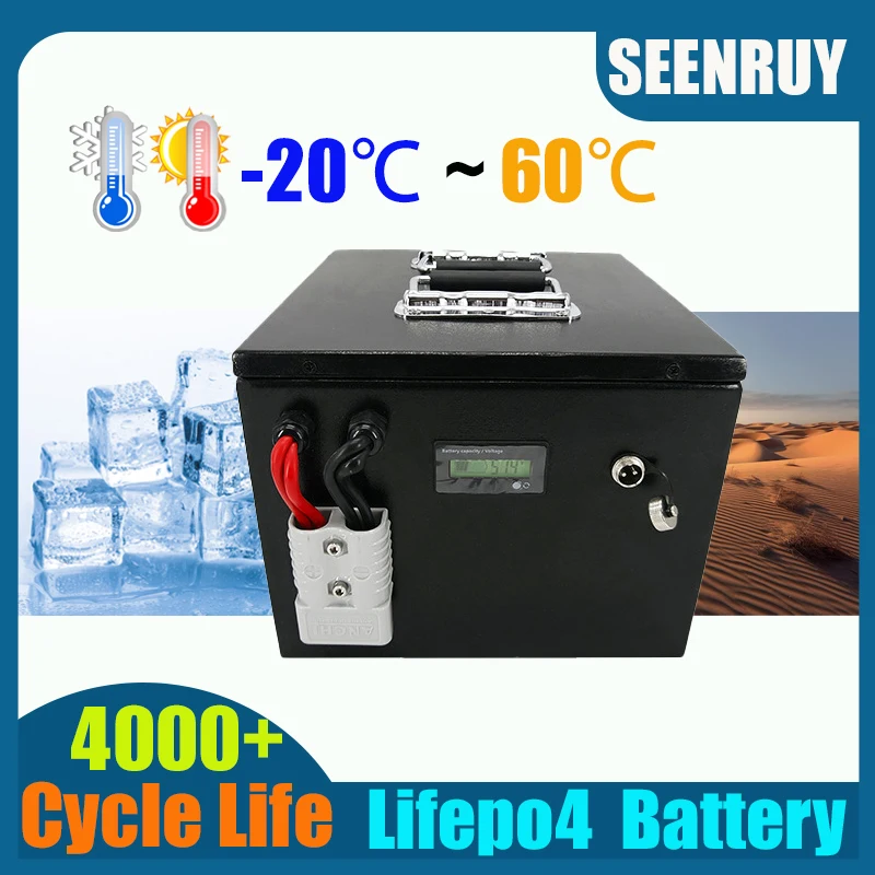 New 36V 60AH LIFEPO4 Battery with BMS 50A 80A 100A Free charger for RV Forklift Sightseeing Vehicle Energy Storage Lamp