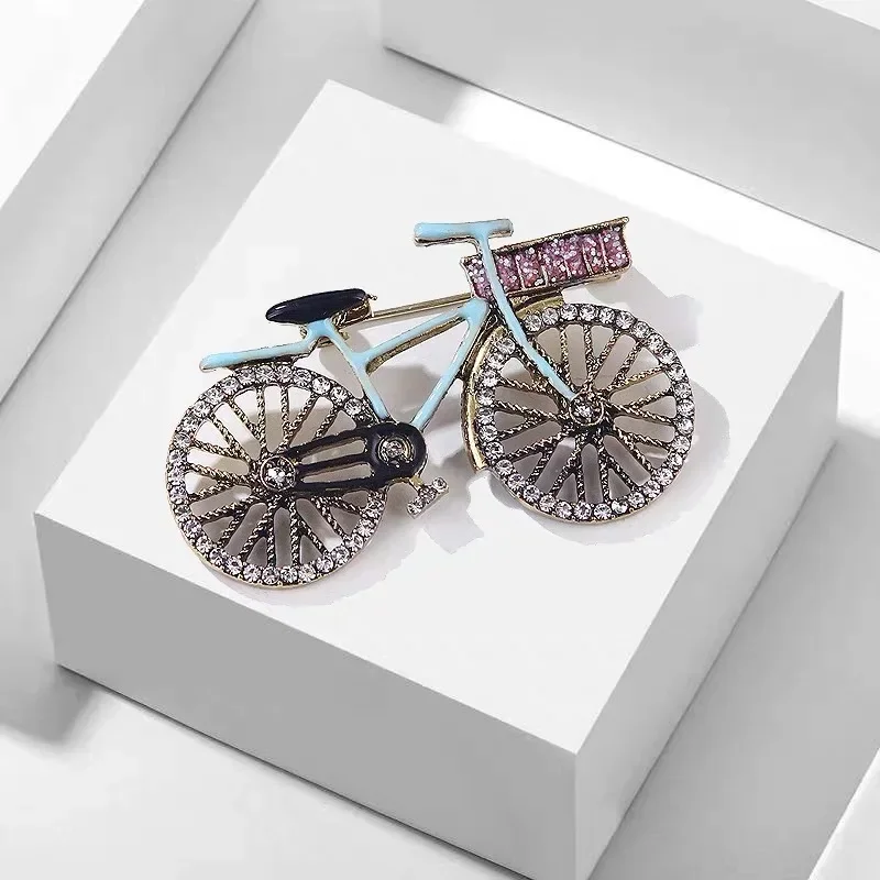 AliExpress Vintage Creative Bicycle Shape Metal Brooch for Women Men Colorful Rhinestone Cyclists Cycling Clothing Badge Enamel Pin Jewelry