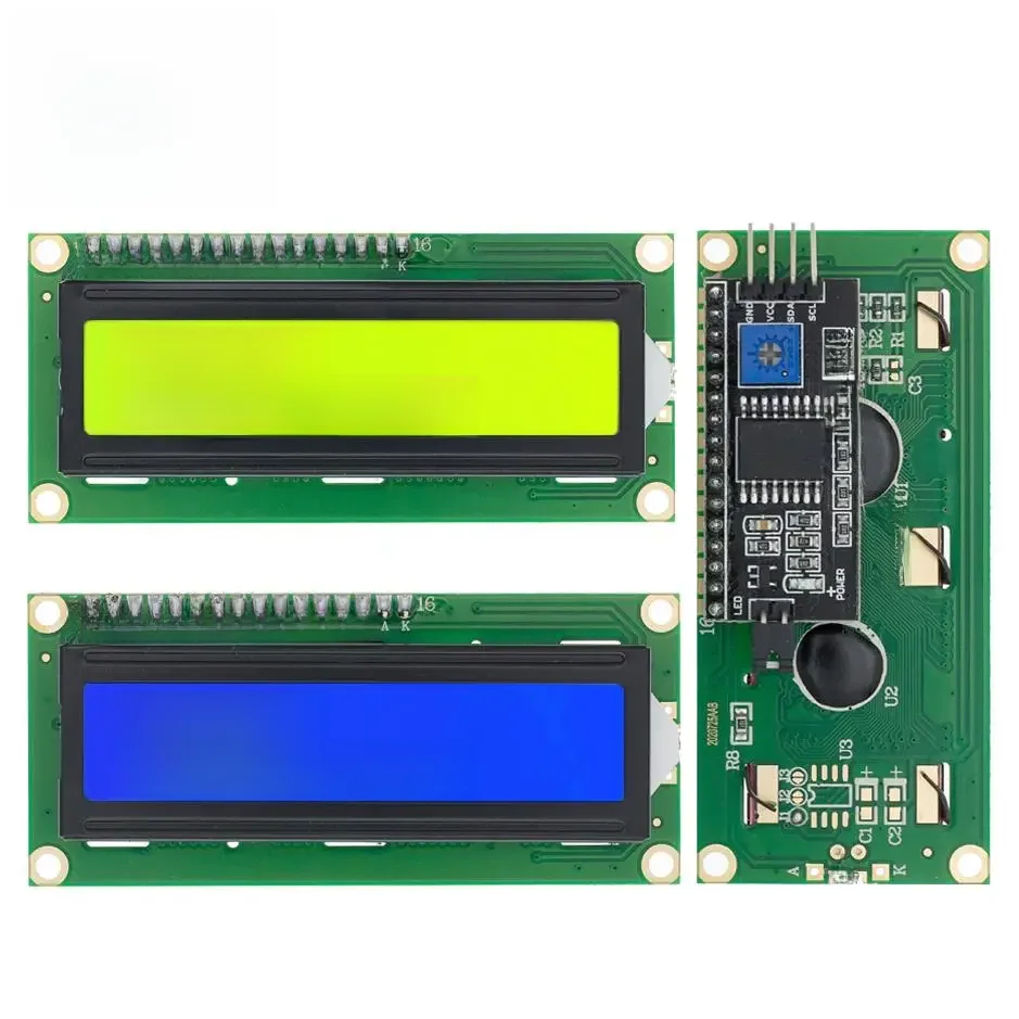 Módulo de exibição LCD para Arduino, tela azul verde, 5V, PCF8574, adaptador IIC, LCD1602, I2C