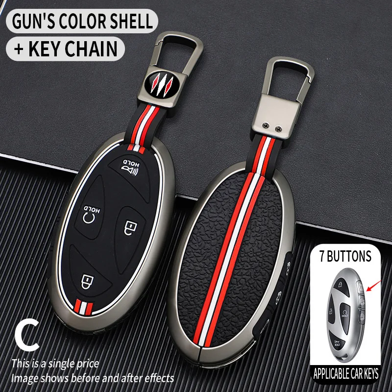 5 7 Buttons Zinc Alloy + Silicone Car Key Case Cover For Hyundai Kona Ev Grandeur GN7 IONIQ 6 2023 2024 Remote Key Protect Shell