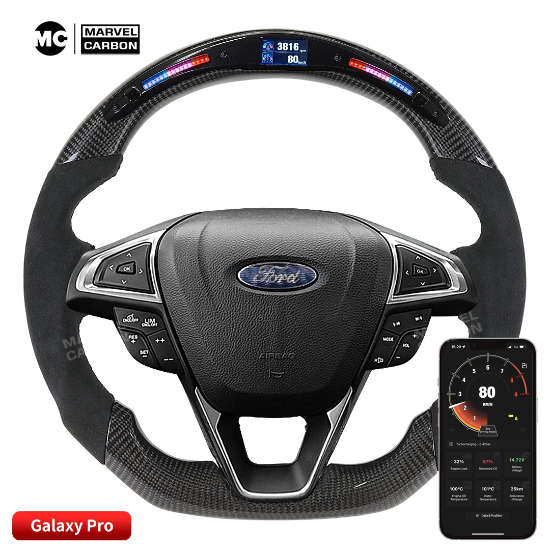 100% REAL CARBON FIBER STEERING WHEEL COMPATIBLE WITH ford