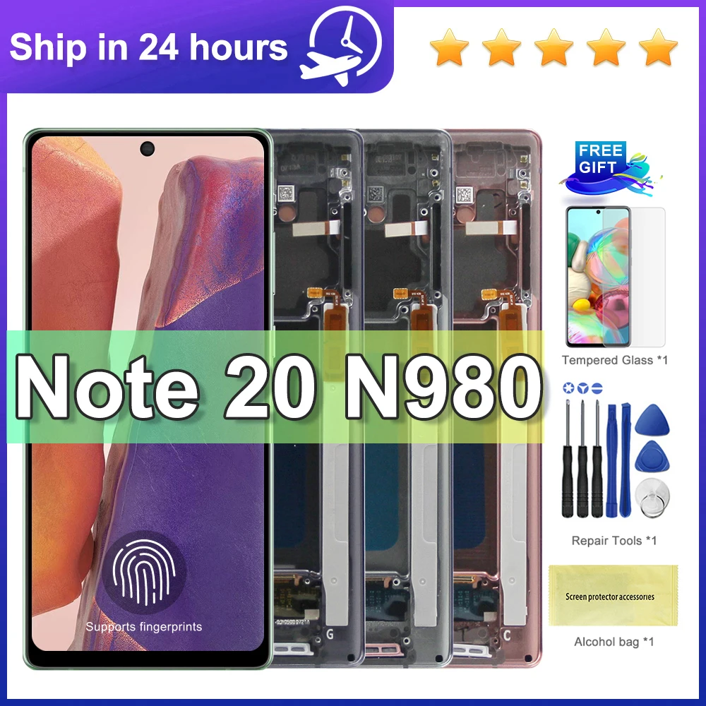

6.7'' For AMOLED For Samsung Note 20 LCD N980 N980F Display touch screen Digitizer Assembly Note 20 Display With Frame