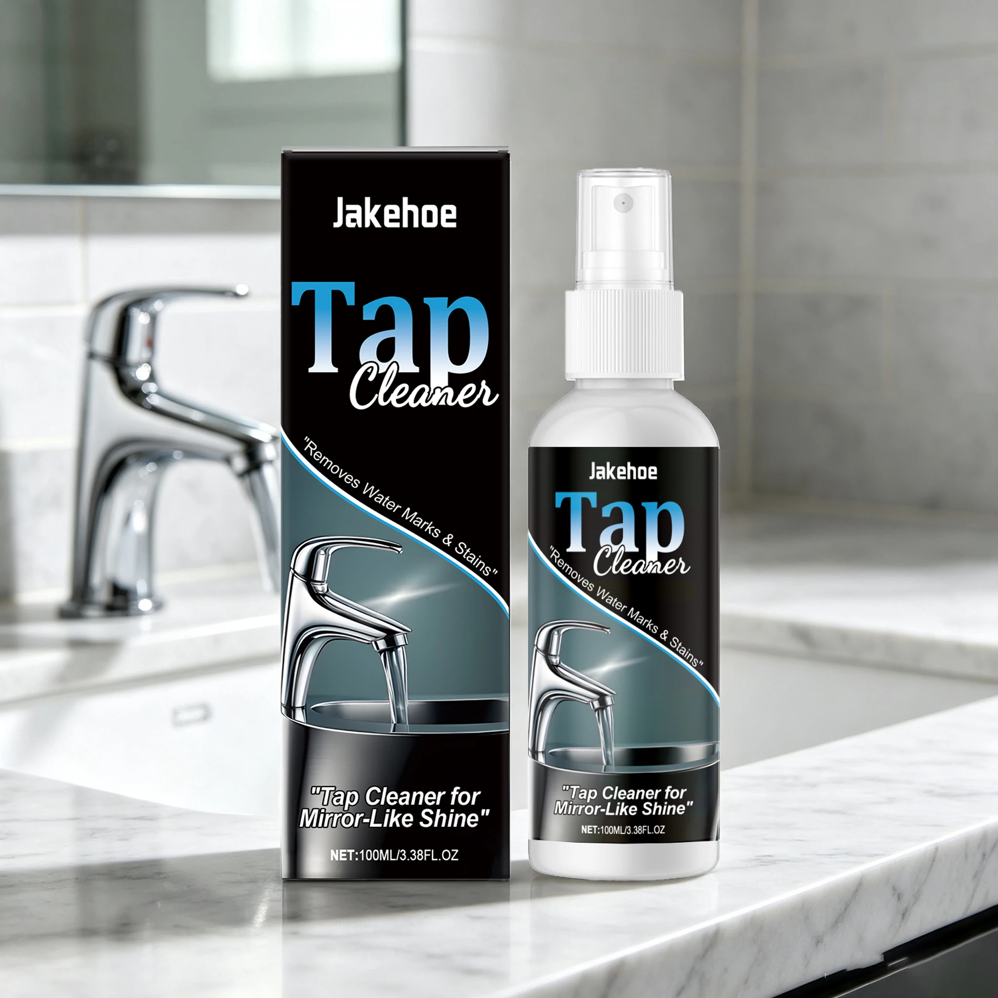 100ML Household Faucet Cleaner Spray Effective Remove Stubborn Water Stains Lasting Cleaning Dirts Restoring Gloss Dissolving Stains Multipurpose Faucet Cleaner