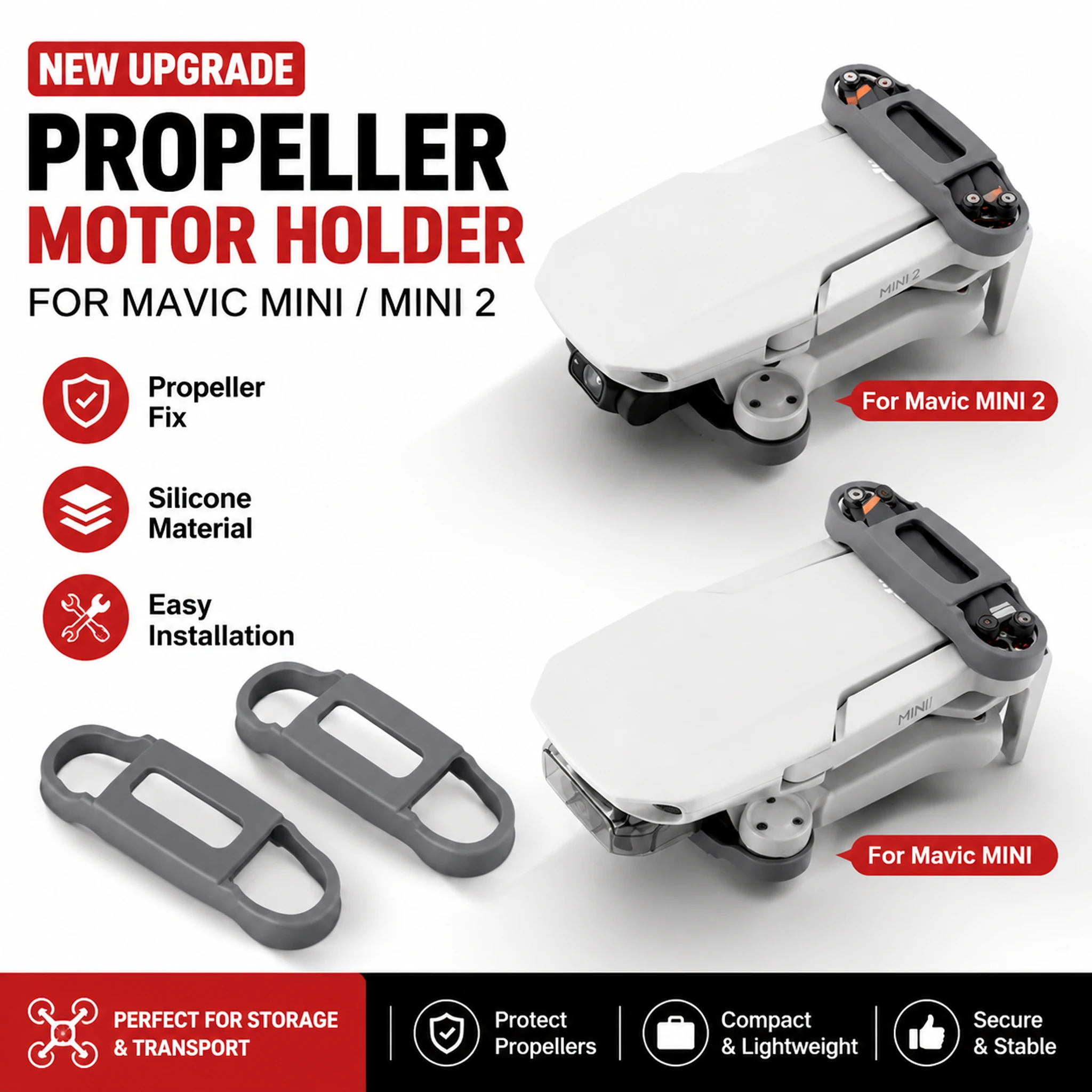 Silicone Propeller Holder for DJI Mini 2/Mavic Mini Drone, Propeller Strap, Blade Protector, Fixed Stabilizer, Storage Accessory