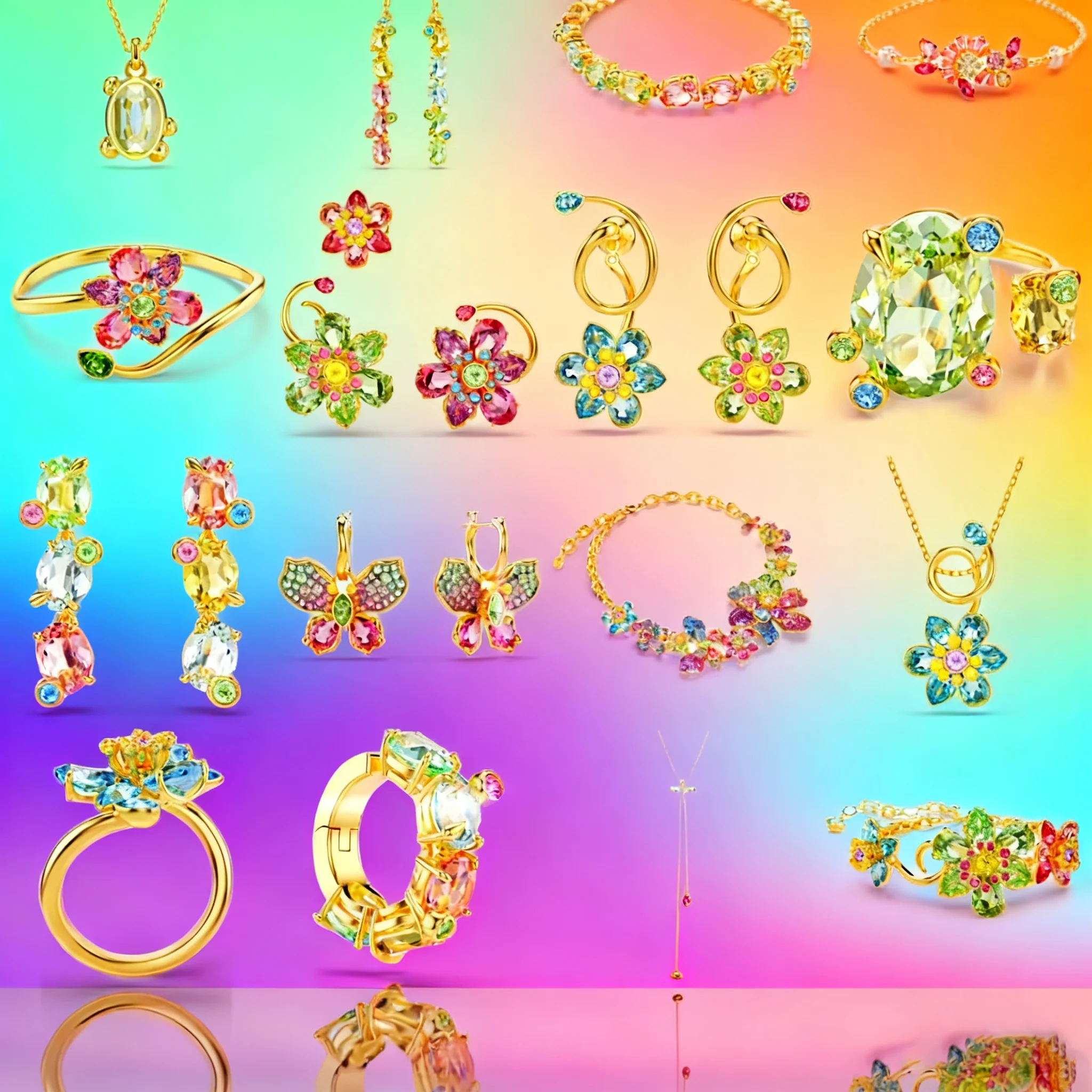 

Original Colored Candy Crystal High Quality Jewelry Sets Adjustable Irregular Ring Drawstring Necklace Exquisite Gift for Women