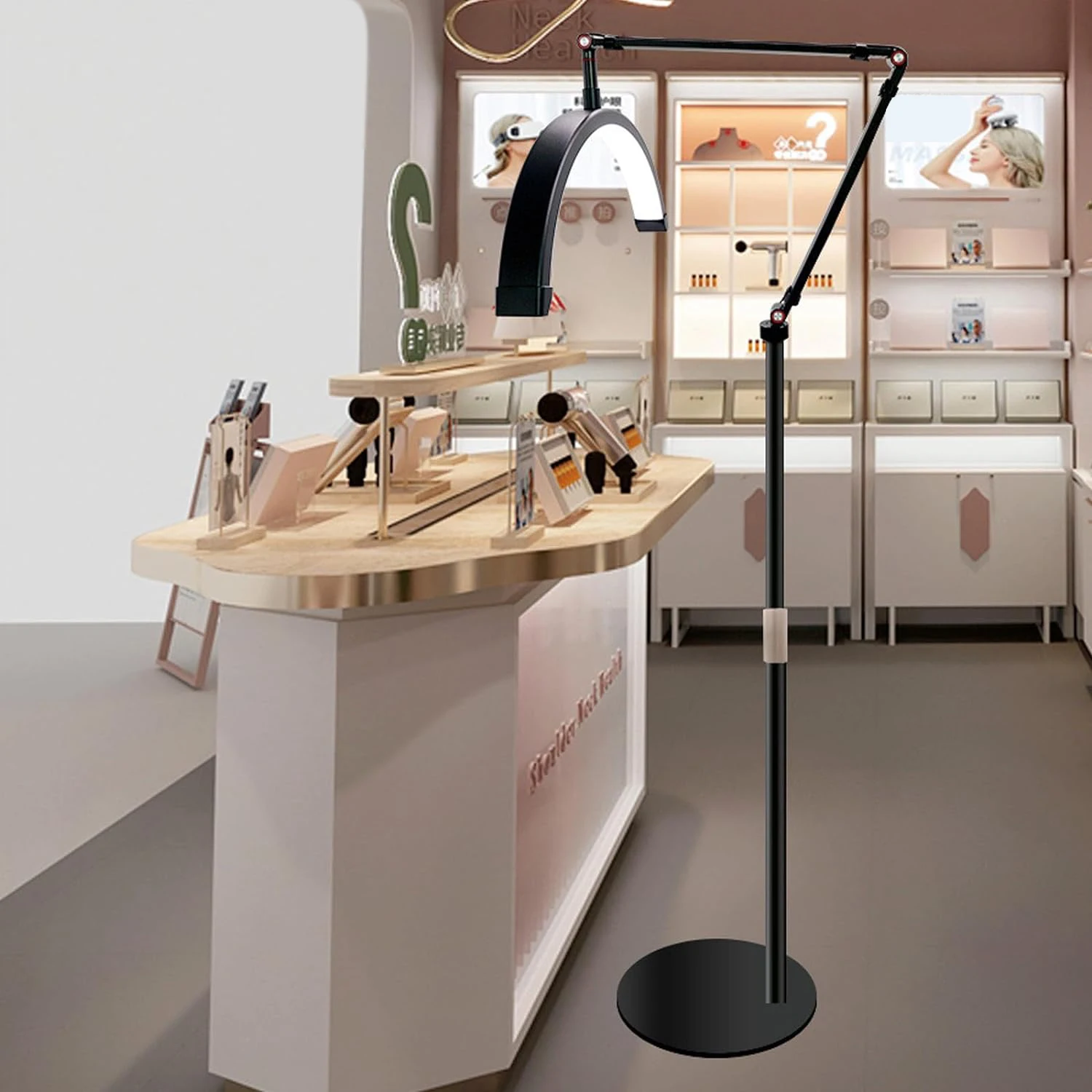 Lampe LED demi-lune rotative pour cils, éclairage d'appoint pour extension de cils, lampes de sol de beauté