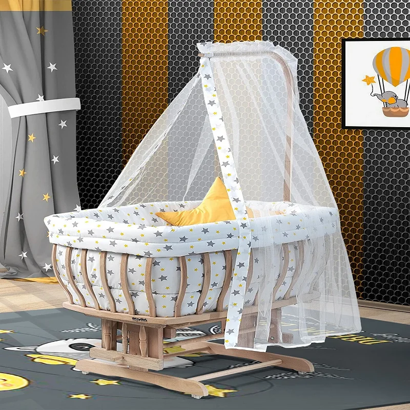 Portable Crib White Drop Bow Sleeping Set Baby Crib Kid Bed Duvet Pillow Mosquito Net Rocking Bassinet Swing Cradle Hammock