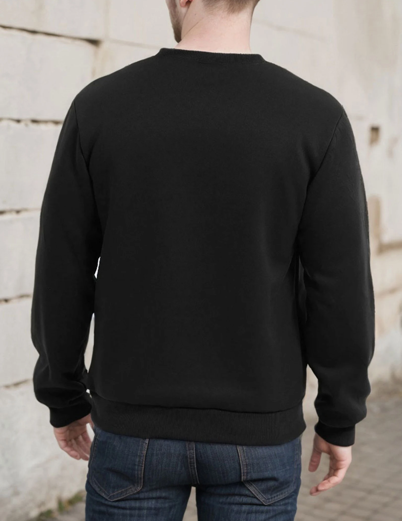 عادية تجريب Crewneck البلوز بلون طويل الأكمام البلوز بلوزات ملابس للرجال شتاء دافئ قمة الرجال هوديي #3