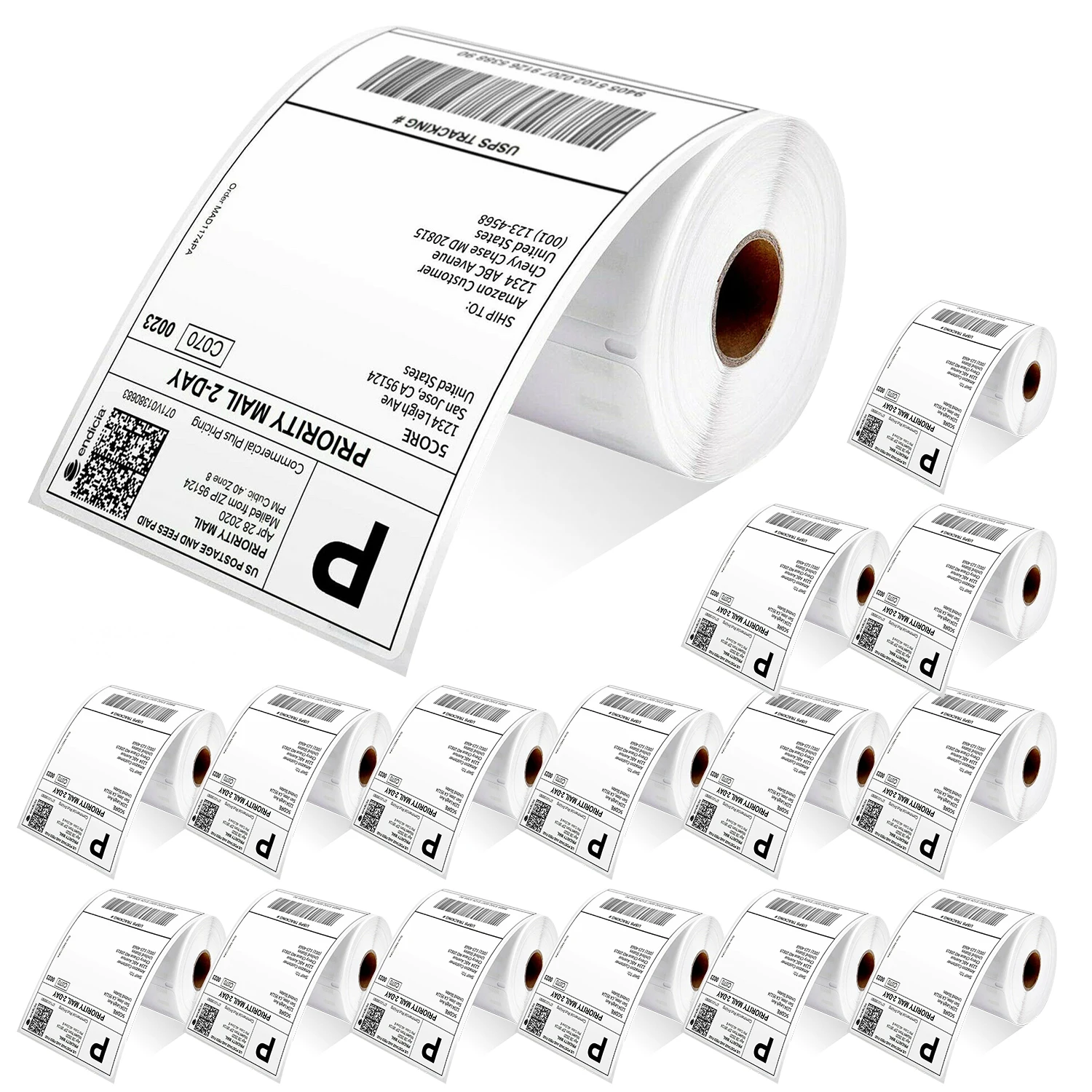 

5 Core 4"x6" Direct Thermal Shipping Label 16Pk 4x6 Roll 250 Each Direct Perforated Paper Sticker DTL 16PK