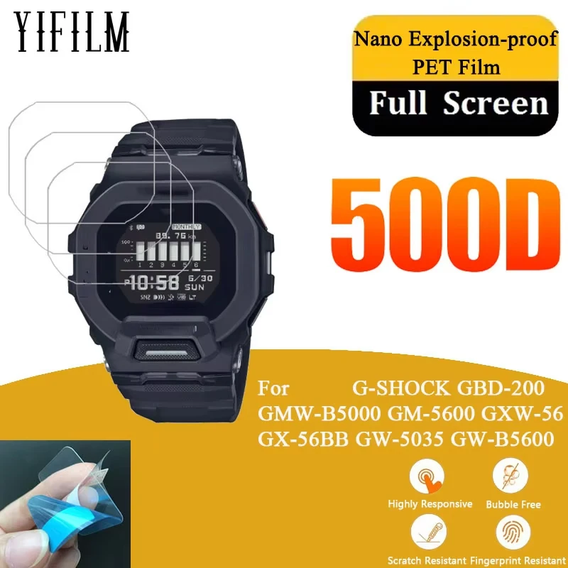 3Pcs Nano Explosion Proof PET Film For  GBD-200 GMW-B5000 GM-5600 GXW-56 GX56 GW-5035 GW-B5600 Protector Not Glass