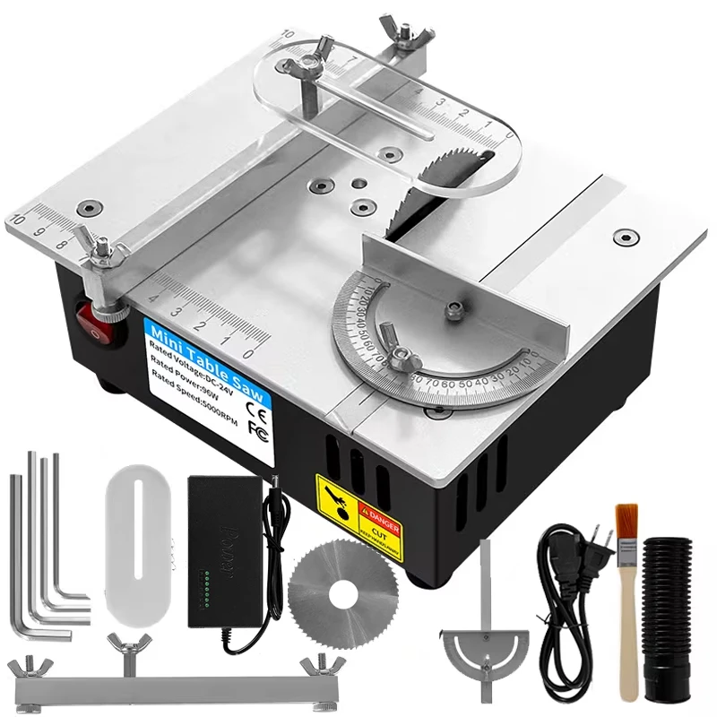 DC24V DIY Mini Sierra de mesa 96W 5000RPM máquina cortadora compacta de precisión para madera PCB plástico aluminio EUPlug