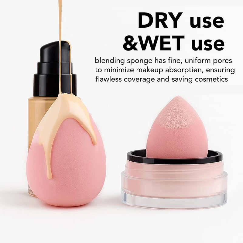 Hydrophilic Non-Latex Droplet Beauty Sponge, Skin-Friendly, Dry/Wet Dual-Use for Makeup