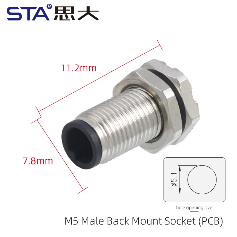 Mini Type IP67 3 4 PIN M5 Male Female Front Back Panel Mount PCB Solder Socket M5 Screw Connector