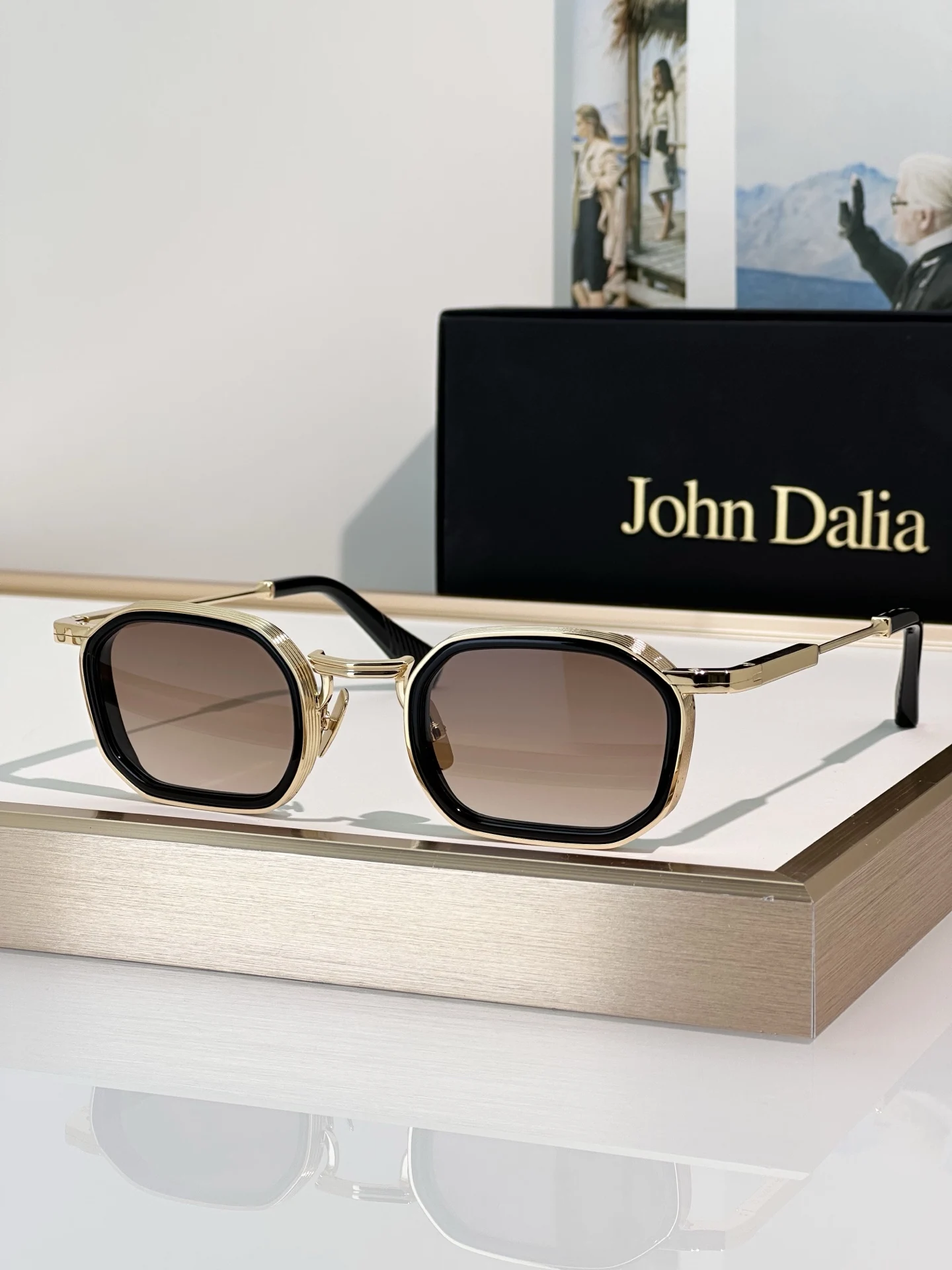 Voor JOHN DALIA JD JEAN Zonnebril met aluminium frame, unisex, luxe premium UV400, zakelijk, gepolariseerd, klassiek, vrijetijdsbril, met doos - afbeelding 1