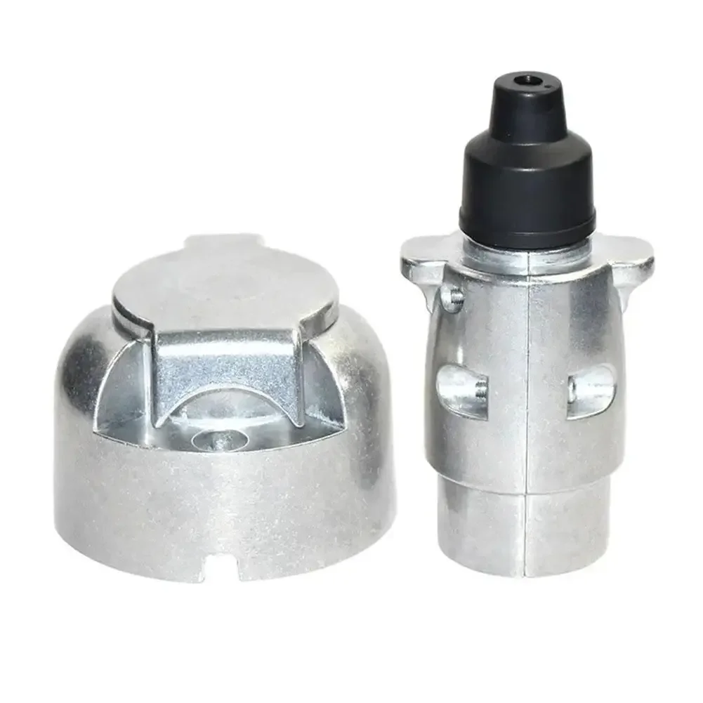 12V 7-pinowy zestaw gniazd przyczepy Wtyczka ze stopu aluminium Wtyczka przyczepy RV Gniazdo samochodowe Złącze sprzęgające przyczepy Wtyczka UE — zdjęcie 2