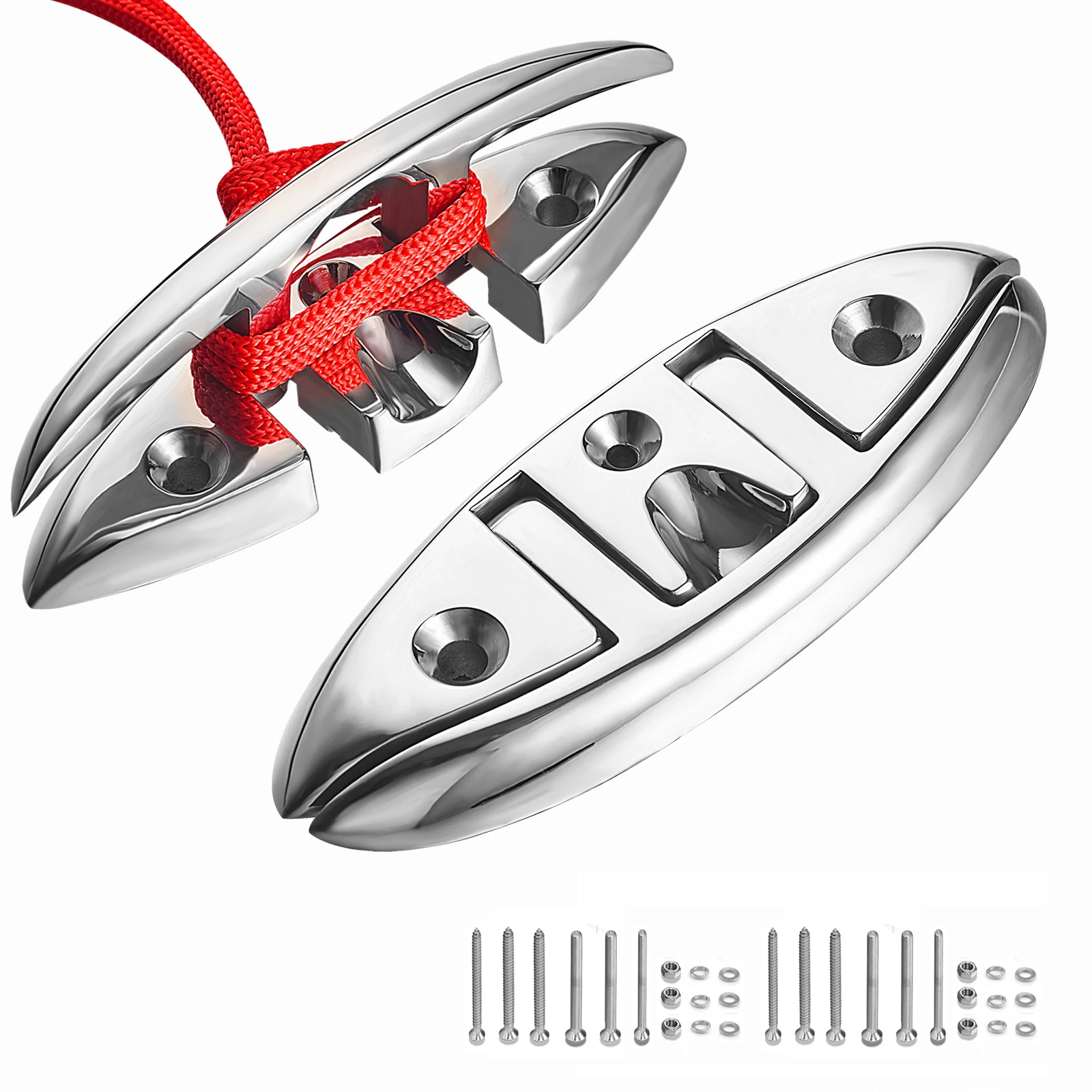 

Boat Folding Cleats 5 Inch 2 Packs, Flip-up Dock Cleats, Boat Cleats, 316 Stainless Steel, with Screws and Locking Nuts