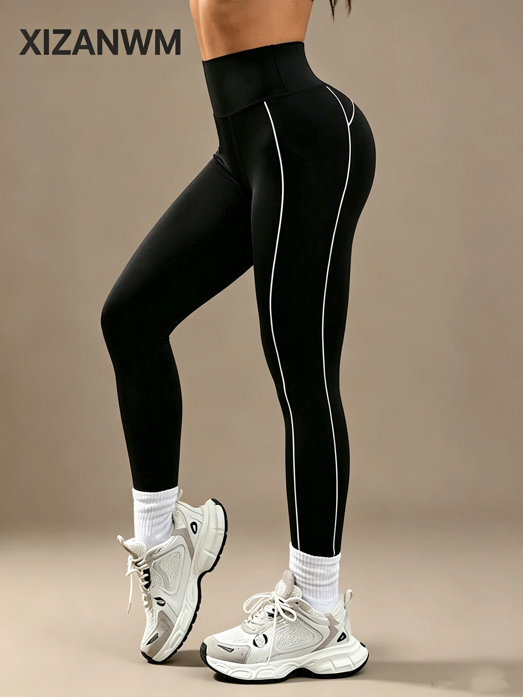 Yoga Slim Fit Leggings High Waist Booty Lifting Tummy Control, Women's Gym Quick Drying Workout Pants for Running Outdoor Sport