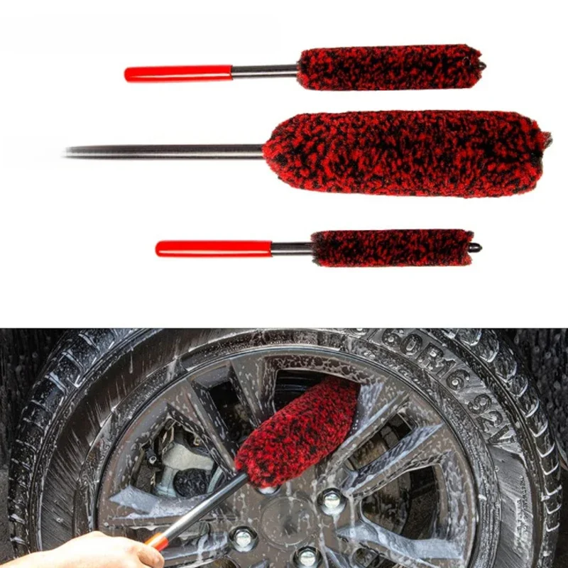 SEAMETAL – brosse de détail de roue de voiture pliable, brosses en laine, outils de nettoyage de voiture pour jante de voiture, accessoires de lavage de pneus