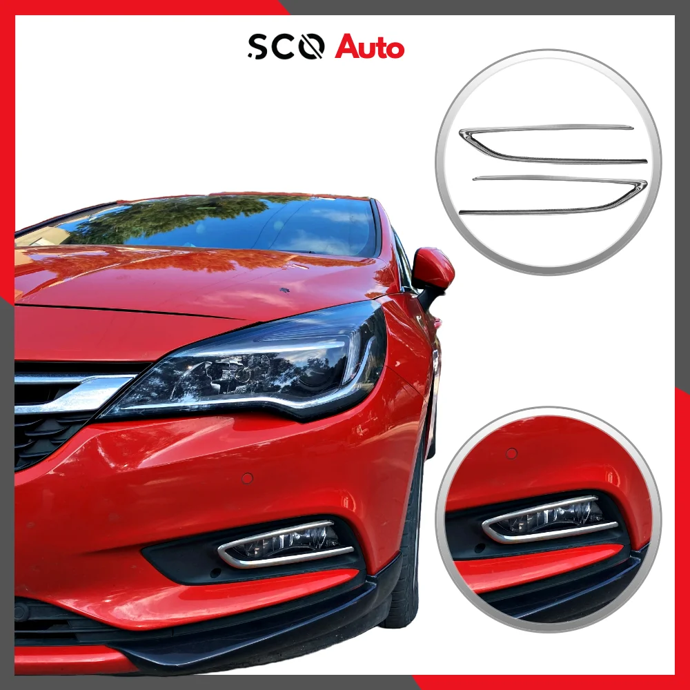 Accessory for Astra K Chrome Fog Light Frame Stainless Steel Exterior Accessory 2 Pieces Sticker for Opel Astra K 2015-2019 Year