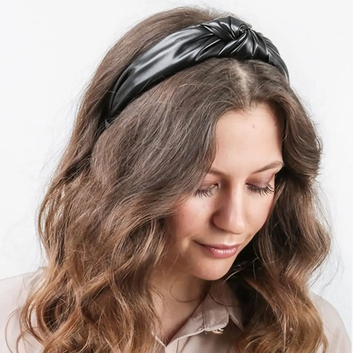 Pu Leather Knotted Headband for Women Girls Vintage Hair Bands Brown Beige Black Twisted Hairband Hair Hoop Hair Accessories